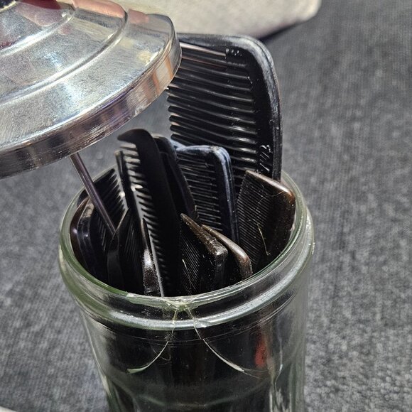 Vintage Barbicide Disinfectant Jar w/ combs - Picture 5 of 6